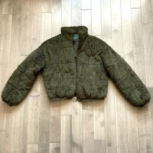 Wild Fable XS olive green furry zip up coat